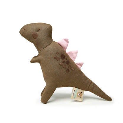 Trike linen dinosaur soft toy from Threadbeqr Design.  Suitable from birth.  Collect the set.