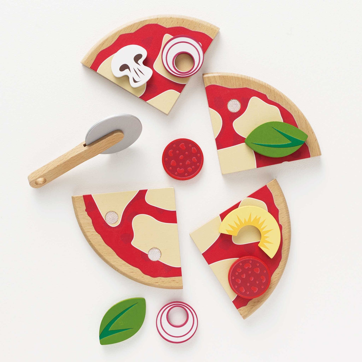 Pizza and Toppings with Slice Cutter