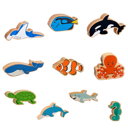 Sealife animals bundle of 10, eco-friendly wooden toys by Froglet Toys
